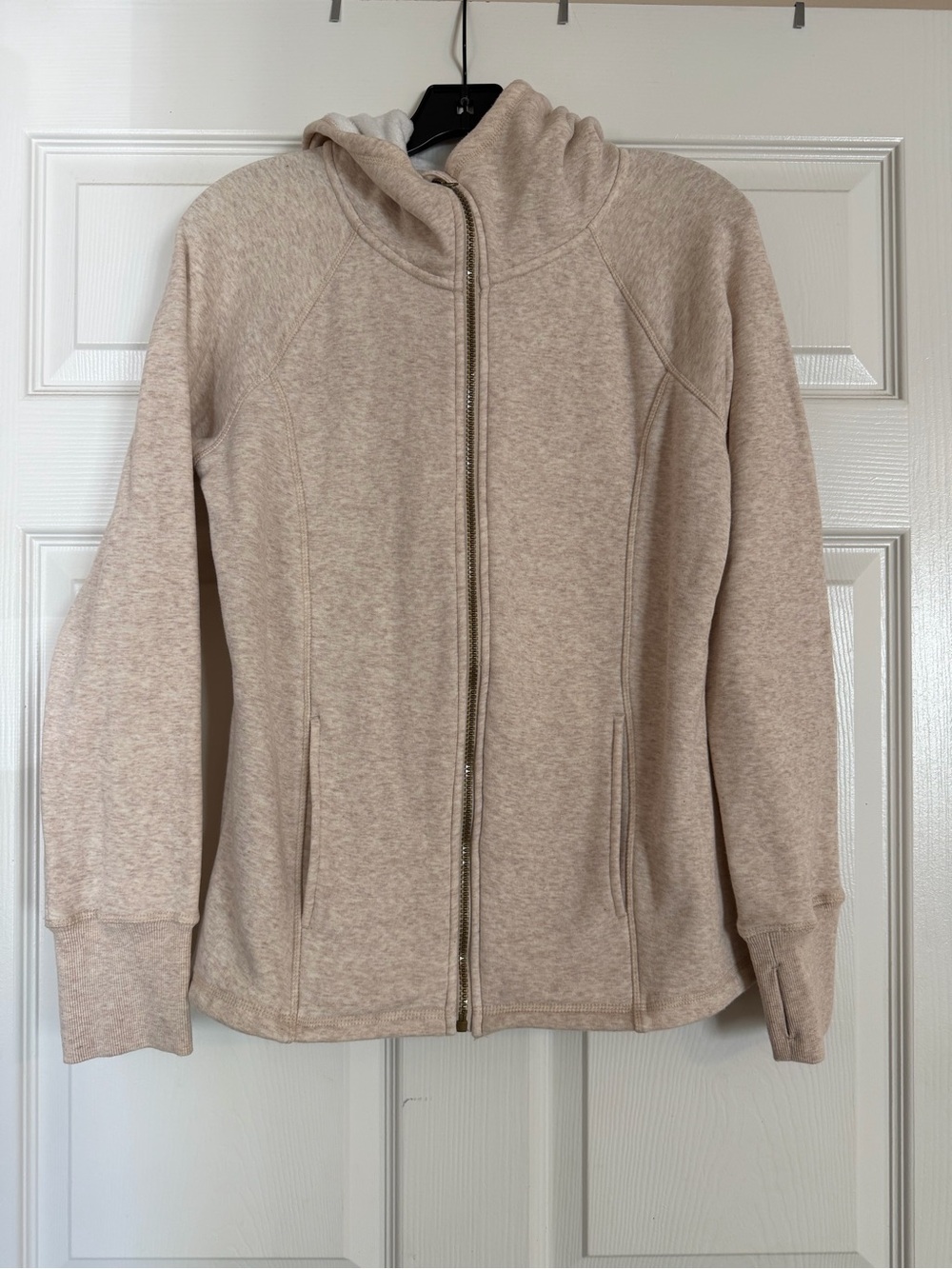 Athletic Works Beige Full-Zip Hooded Sweater